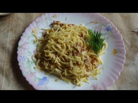 Carbonara pasta - từng bước công thức nấu ăn, nước sốt, mẹo