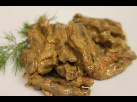 Oksekjøtt og svinekjøtt stroganoff - matlagingsoppskrifter med video