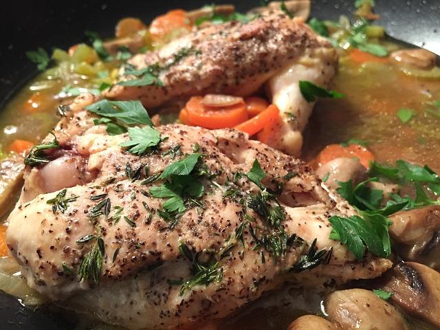 Chicken stew in a pan