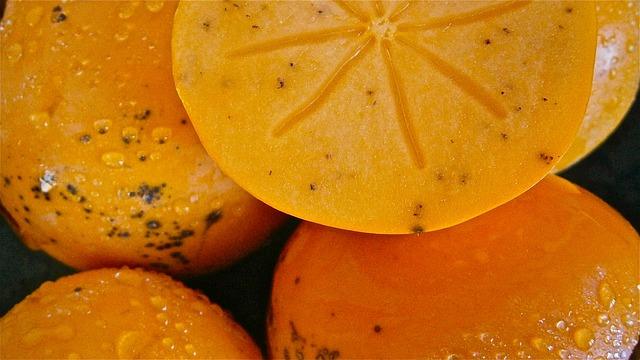 Cut ripe persimmon
