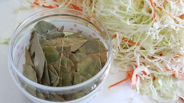 Photo of cabbage with bay leaf