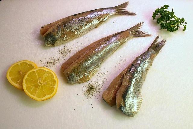 Salted herring with lemon