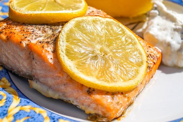 Baked red fish with lemon