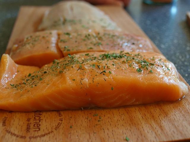 Chum salmon fillet under oppression