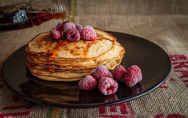 Delicious raspberry pancakes